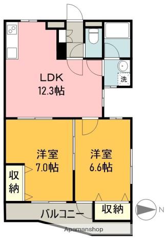 ヴィブレ アトリオ(2LDK/1階)の間取り写真