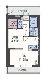 クレール伏見(1LDK/3階)の間取り写真