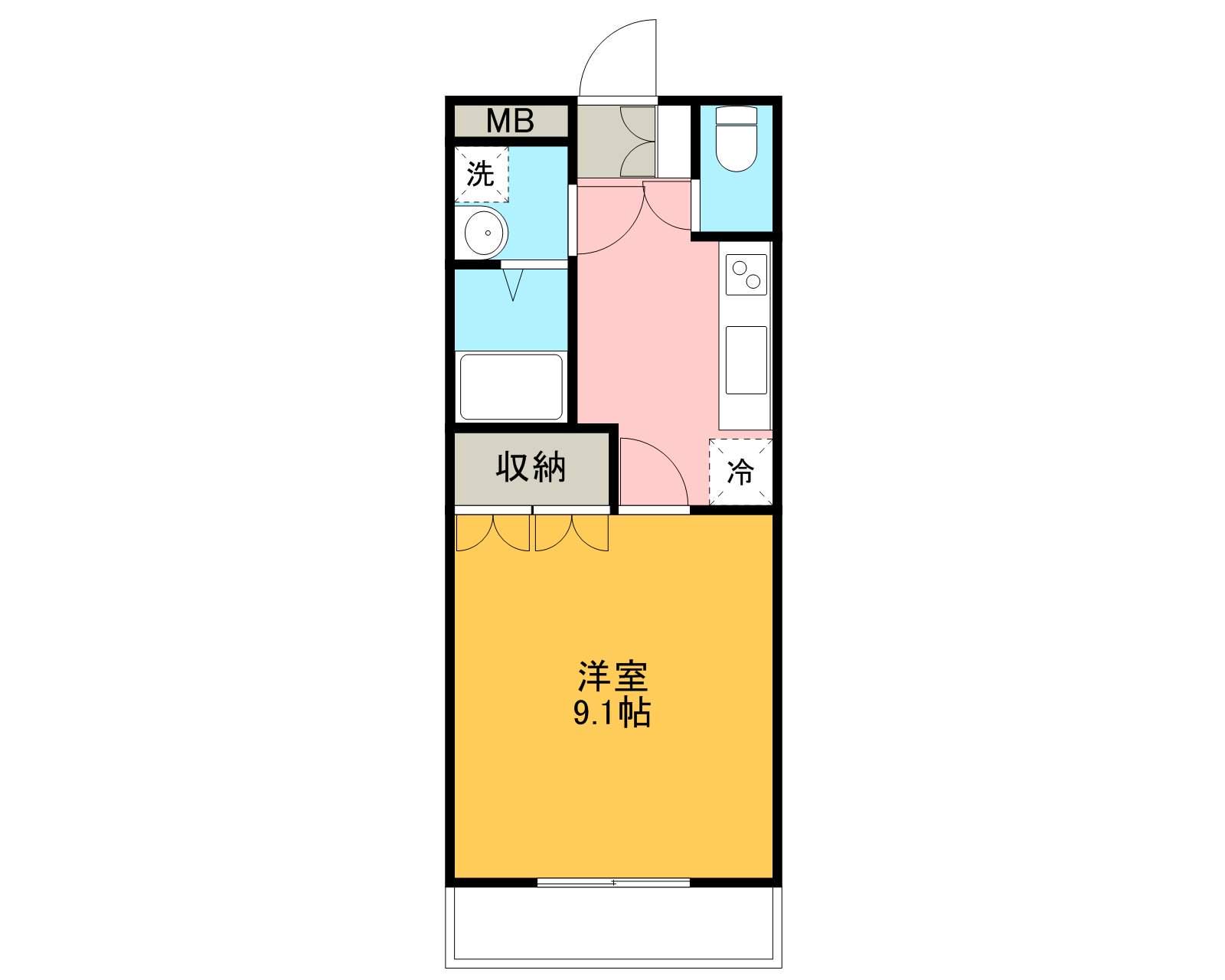 グランドボヌール(1K/3階)の間取り写真