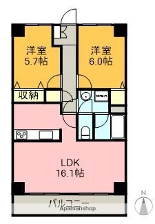 フラッツ・ホリー(2LDK/5階)の間取り写真