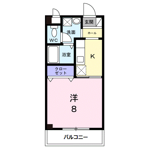 コルヴェールK(ワンルーム/1階)の間取り写真