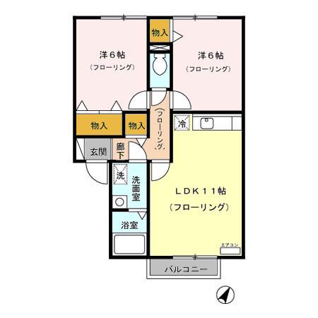 プチソレイユ(2LDK/2階)の間取り写真