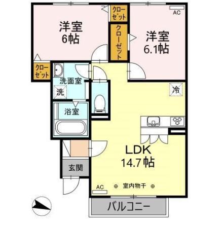 XEVO.K(2LDK/1階)の間取り写真