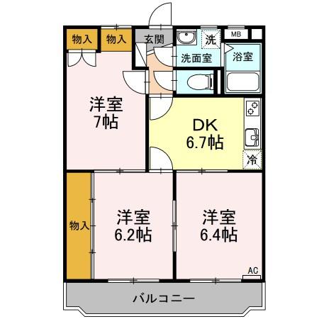 エルメーヌ(3DK/1階)の間取り写真