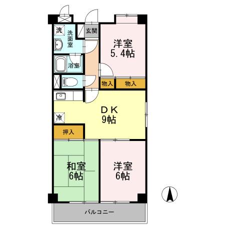 エナジー高橋(3DK/2階)の間取り写真