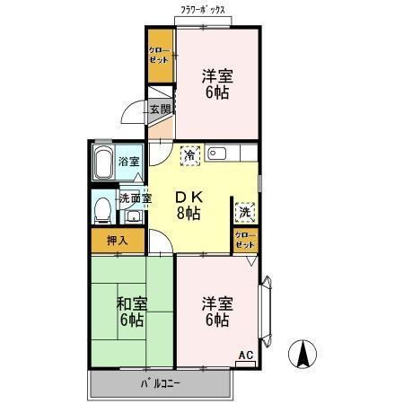 セジュールU(3DK/2階)の間取り写真