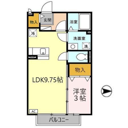 チェリーアベニュー(1LDK/2階)の間取り写真