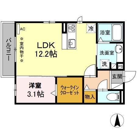 パルティーレ(1LDK/3階)の間取り写真
