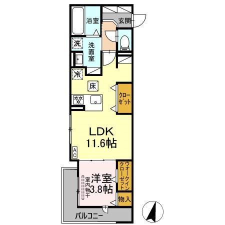 DIOSPERSIMMON長泉 I棟(1LDK/1階)の間取り写真