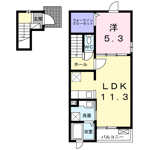 リジエールⅡ(1LDK/2階)の間取り写真