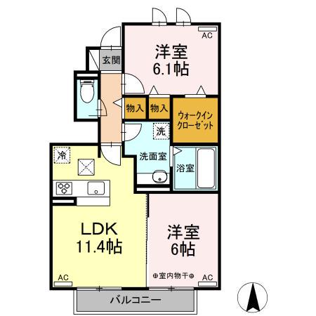 グランアベニールII(2LDK/1階)の間取り写真