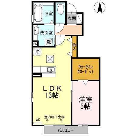 アンソレイエ T(1LDK/1階)の間取り写真