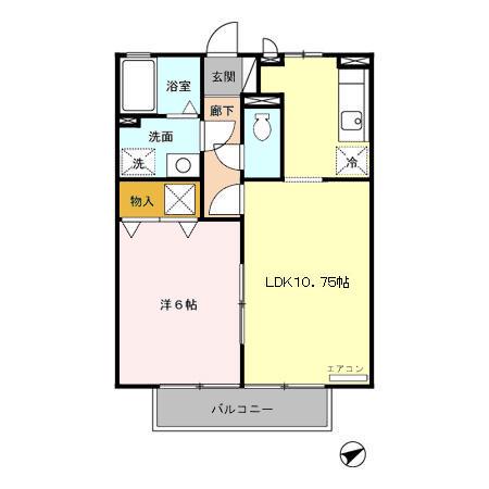 セジュール永原(1LDK/1階)の間取り写真