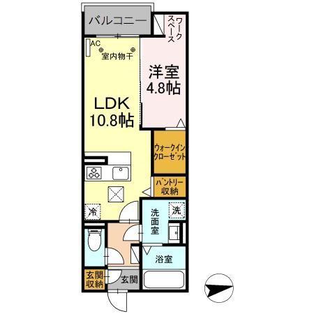 あいグラン・三島駅 A棟(1LDK/1階)の間取り写真