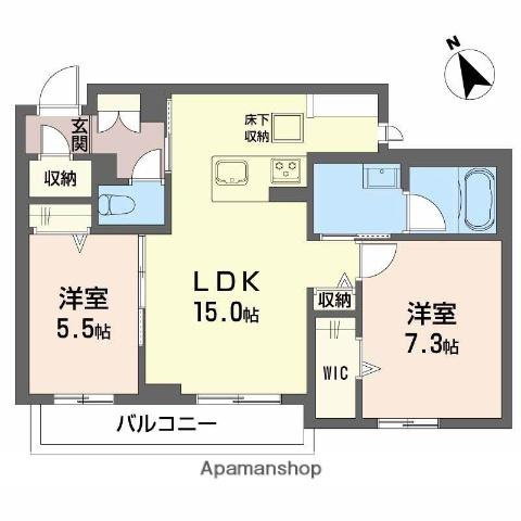ヴィアソーレ(2LDK/1階)の間取り写真