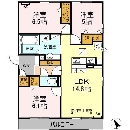 レジデンス ラシュレ II(3LDK/1階)の間取り写真