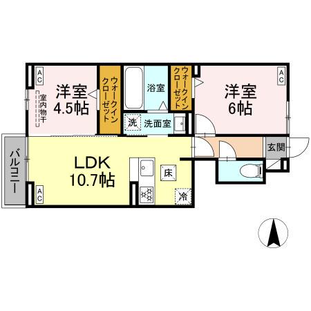 CASA TAKEKURA(2LDK/1階)の間取り写真