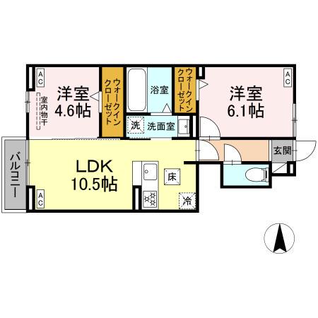 CASA TAKEKURA(2LDK/1階)の間取り写真