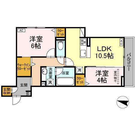 D-ROOM長泉町下土狩IIPJ(2LDK/2階)の間取り写真