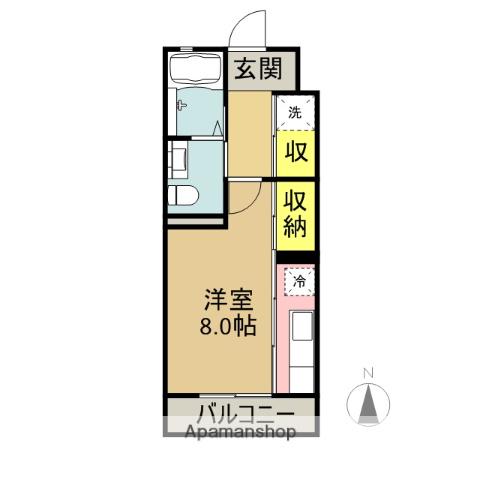 セレーノ(ワンルーム/2階)の間取り写真