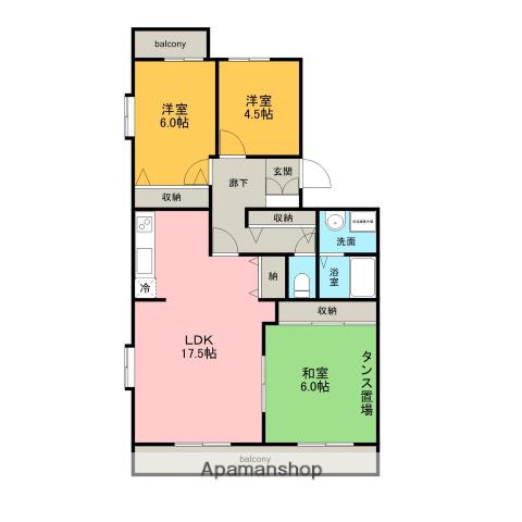 フォンティーヌ小高壱番館(3LDK/4階)の間取り写真