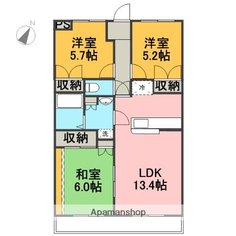 コーナス・ガーデンA棟(3LDK/4階)の間取り写真