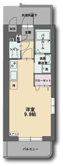 アウローラ(ワンルーム/3階)の間取り写真