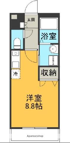 長谷川マンションⅢ(ワンルーム/4階)の間取り写真