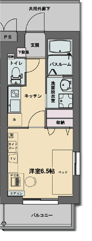ファーストパーシモン(1K/1階)の間取り写真