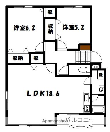 シティーコート東町(2LDK/3階)の間取り写真