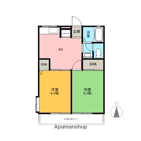 コーポタカダ(2DK/1階)の間取り写真