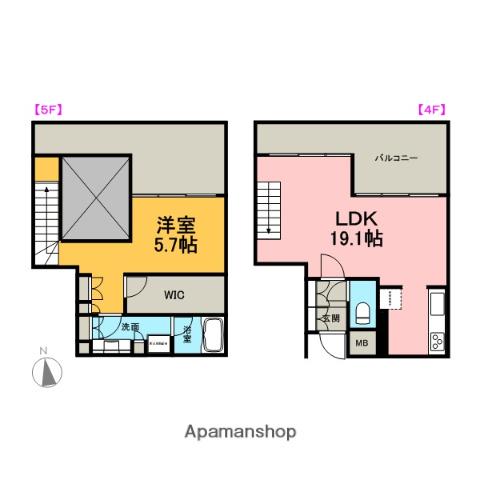 ディルッソ西間門(1SLDK/4階)の間取り写真