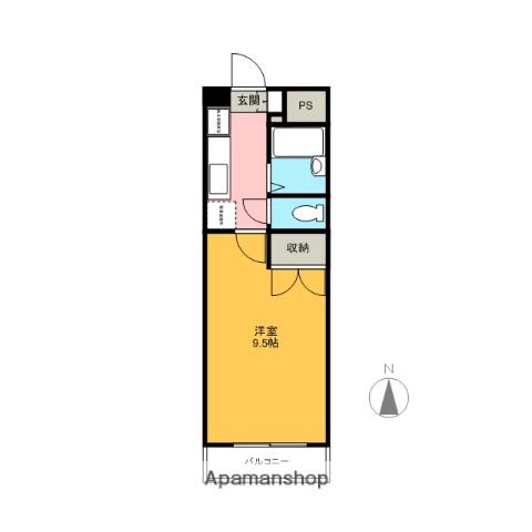 サンヒルズ(1K/3階)の間取り写真