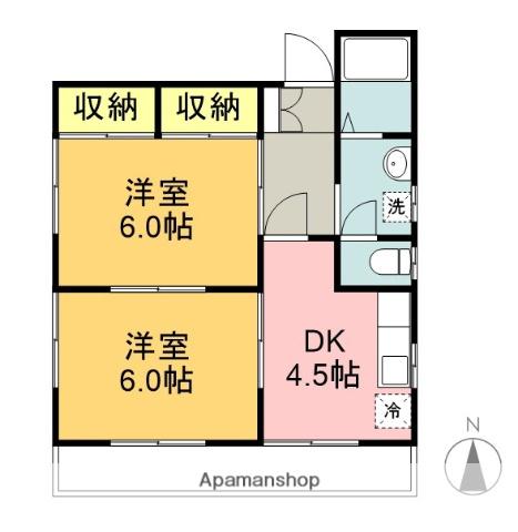 山田ハイツ(2DK/1階)の間取り写真