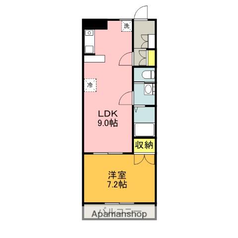 WAKABA ガーデンHILLS(1LDK/3階)の間取り写真