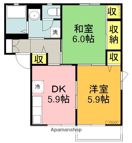 カモミール(2DK/2階)の間取り写真