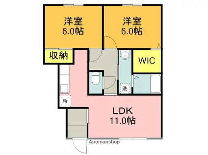 アビタシオン南大岡(2LDK/1階)の間取り写真