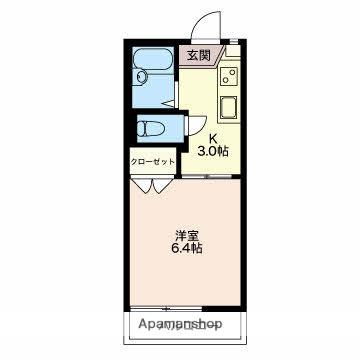 フレグランス恵(1K/2階)の間取り写真