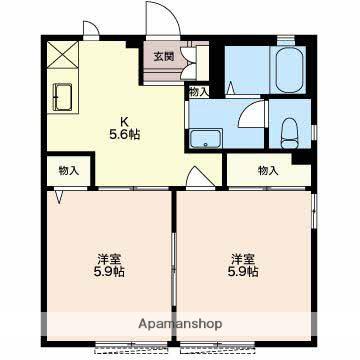 スバルハイツ(2K/1階)の間取り写真