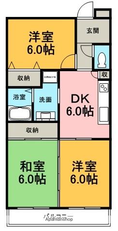 キャロットハウス神田町(3DK/3階)の間取り写真