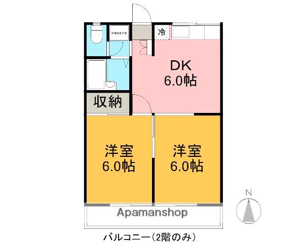 ドリーム北高島(2DK/2階)の間取り写真