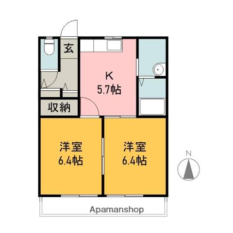 リバティ今沢(2K/2階)の間取り写真