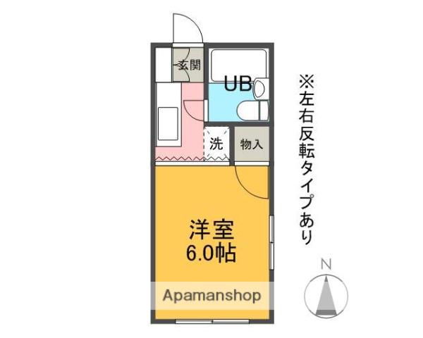 ローズハイム(ワンルーム/1階)の間取り写真