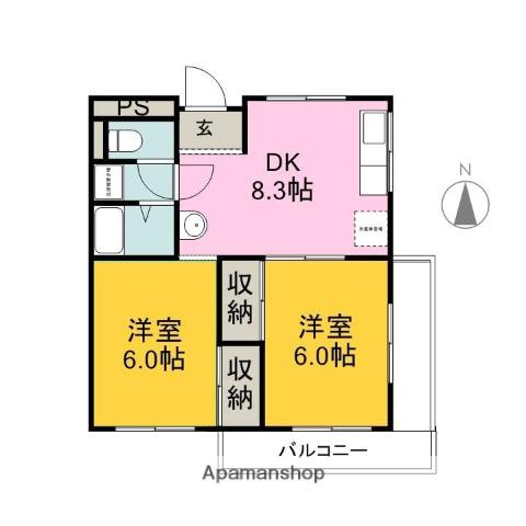 コルディエラ下河原(2DK/3階)の間取り写真