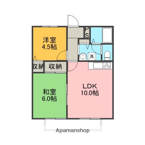 たらの木ハイツ(2LDK/2階)の間取り写真
