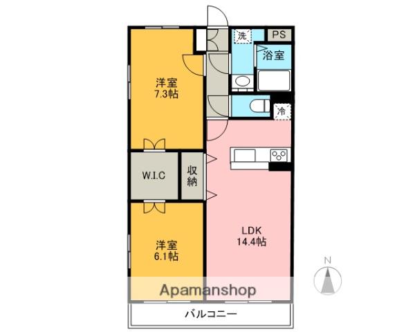 クレール錦町(2LDK/4階)の間取り写真