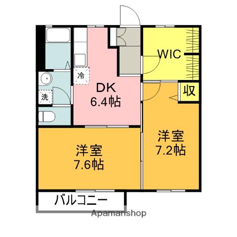 フレグランス壱番館・弐番館(2DK/2階)の間取り写真