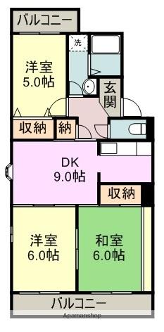 セントラルオサダ(3DK/4階)の間取り写真