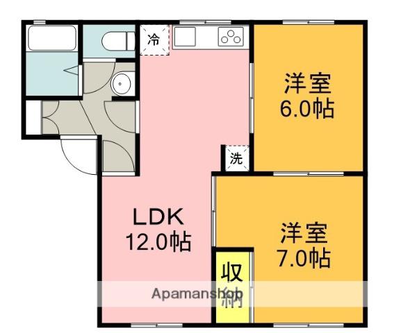 フレグランス海野A(2LDK/1階)の間取り写真