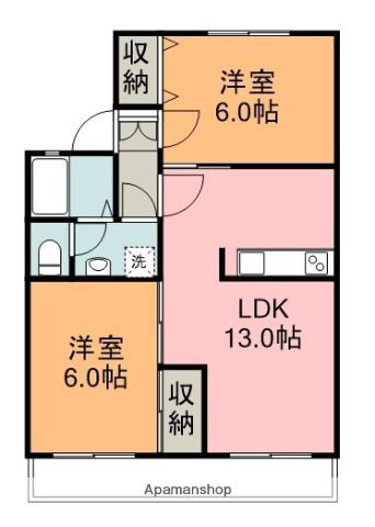 セジュールツモトA(2LDK/1階)の間取り写真